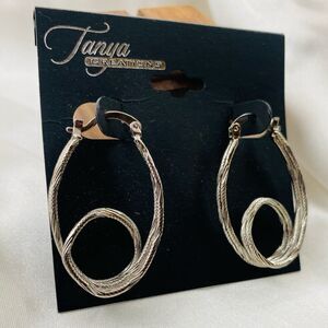 Tanya Silver Geometric Hoop Earrings